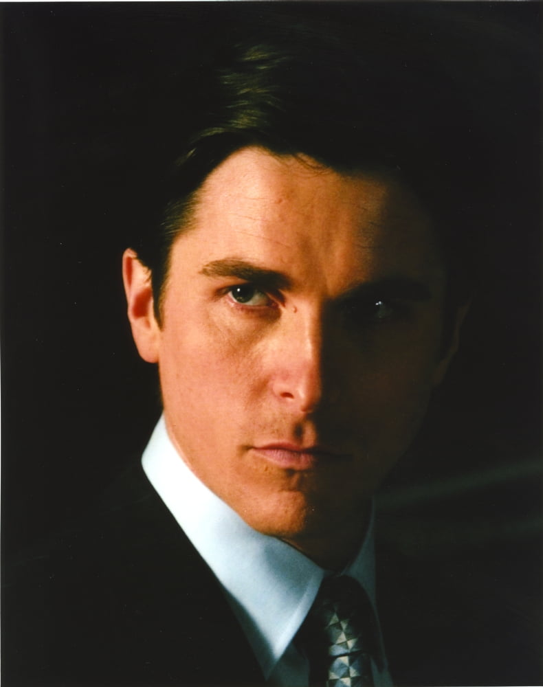 Christian Bale portrait photo print in black suit.