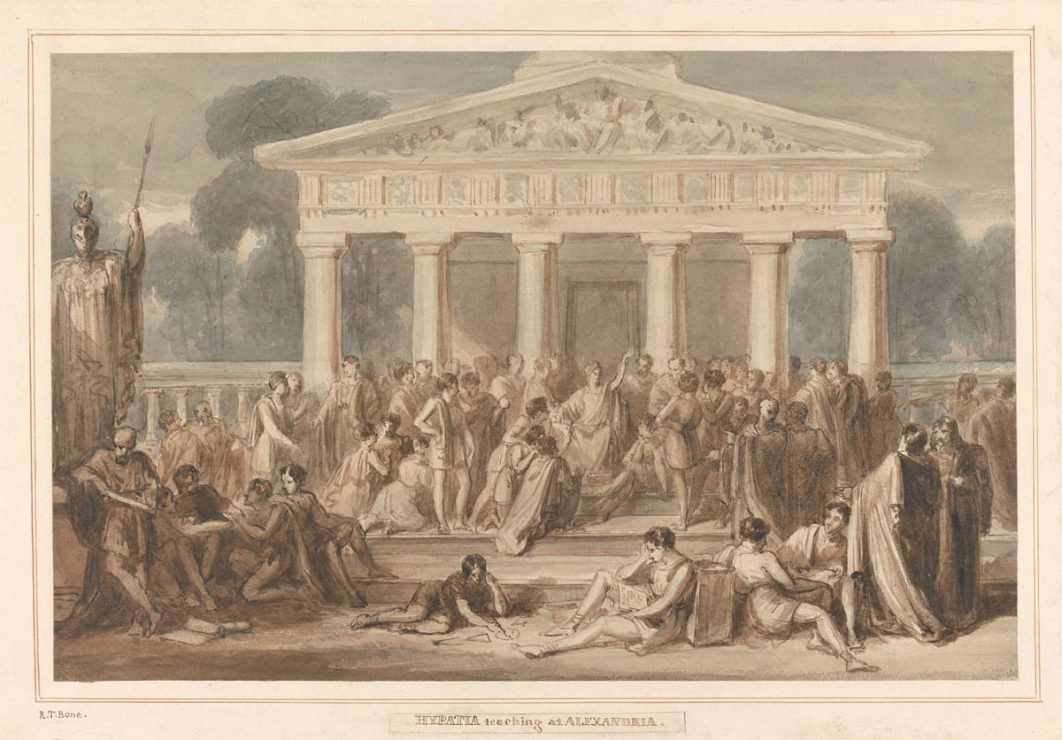 Hypatia Teaching at Alexandria art print by Robert Trewick Bone, available in multiple sizes.