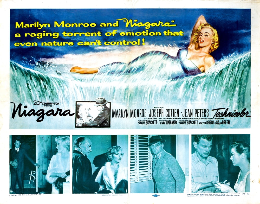 Niagara movie poster print featuring Marilyn Monroe in 1953