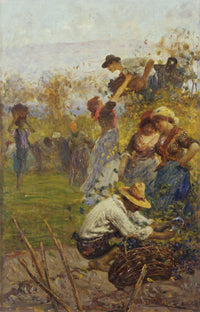 The Grape Harvest Poster Print showcasing vibrant vineyard artwork.