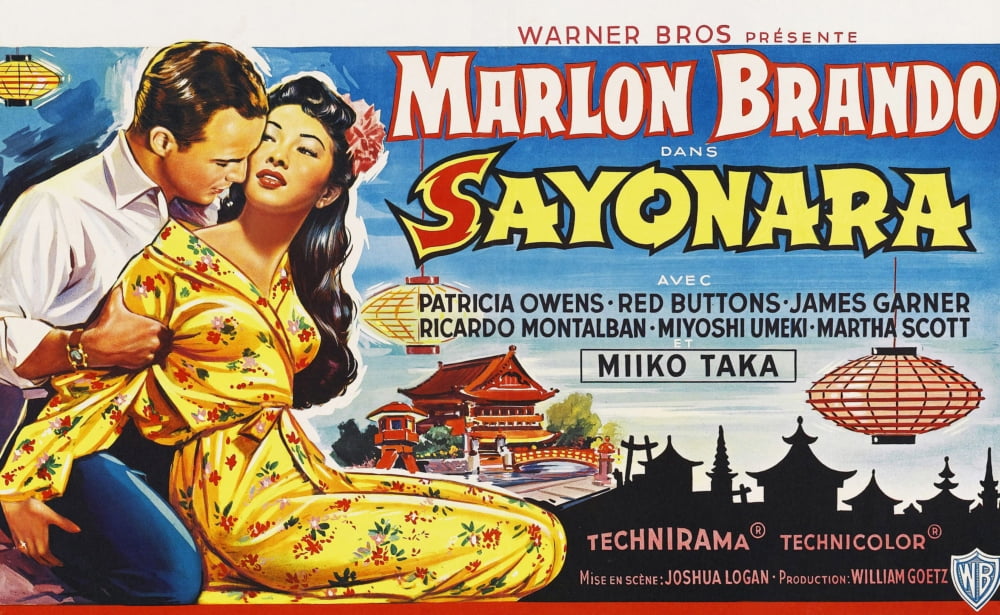 Sayonara movie poster print featuring Marlon Brando and Miiko Taka