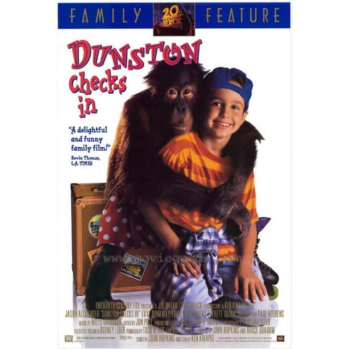 Dunston Checks In movie poster print showcasing an orangutan in a vibrant design.