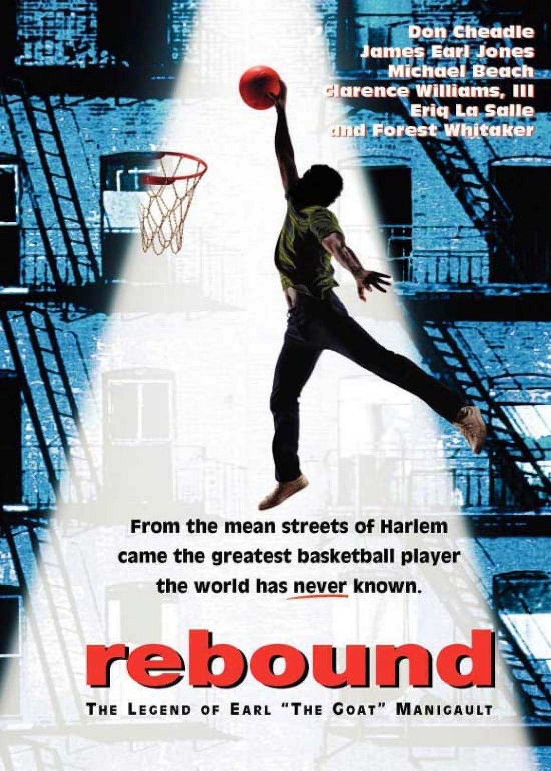 Rebound movie poster featuring Earl 'The Goat' Manigault, 11x17 inches.