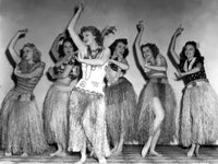 Lucille Ball dancing hula with chorus girls vintage photo print.