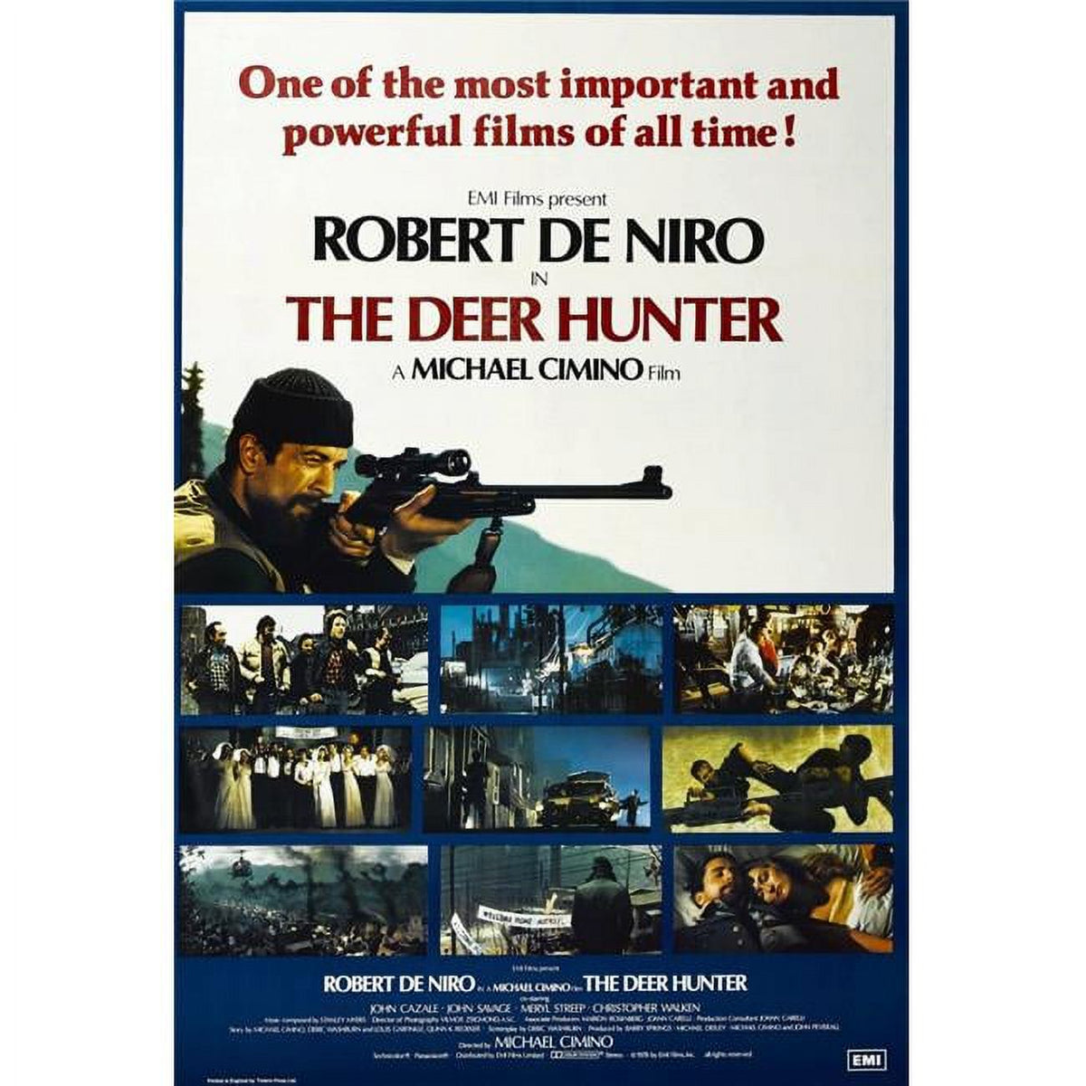 The Deer Hunter movie poster featuring Robert De Niro from 1978