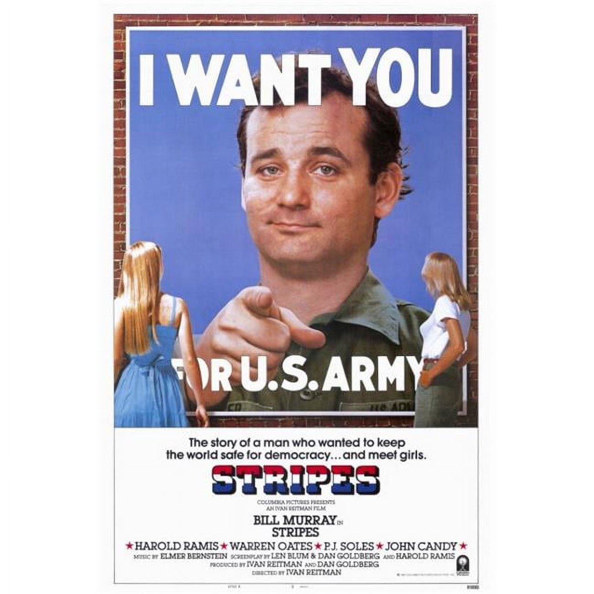 Stripes Movie Poster Print featuring iconic design and vibrant colors.