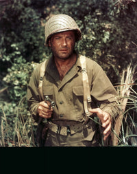 Brad Dexter in army uniform with pistol photo print.