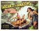 Tarzan and the Amazons movie poster featuring Johnny Weissmuller and Brenda Joyce.