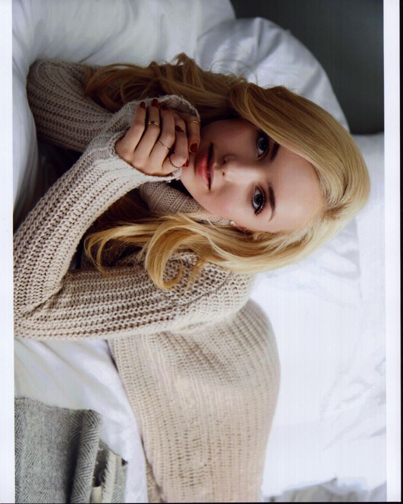 Peyton List in Tan Sweater Dress Photo Print