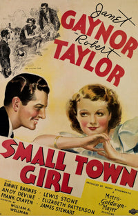 Small Town Girl movie poster featuring Robert Taylor and Janet Gaynor, 1936 film, masterprint.
