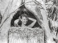 South Pacific women bathing in nipa hut photo print
