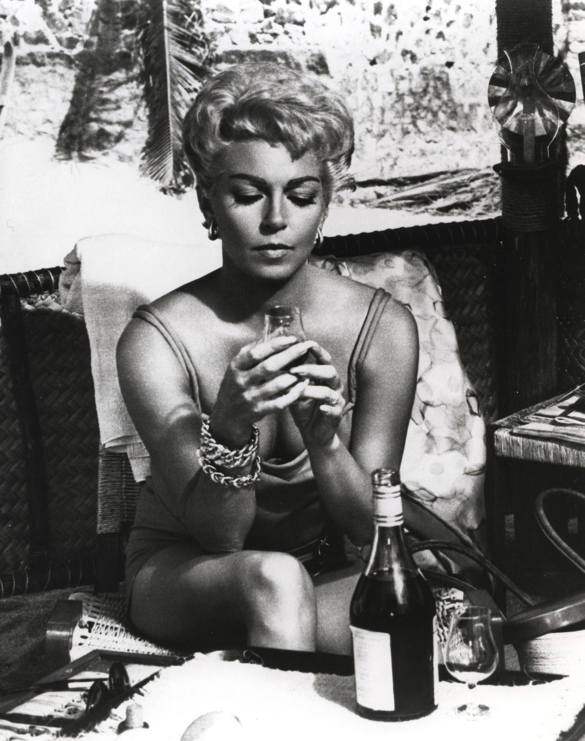 Lana Turner drinking wine portrait photo print