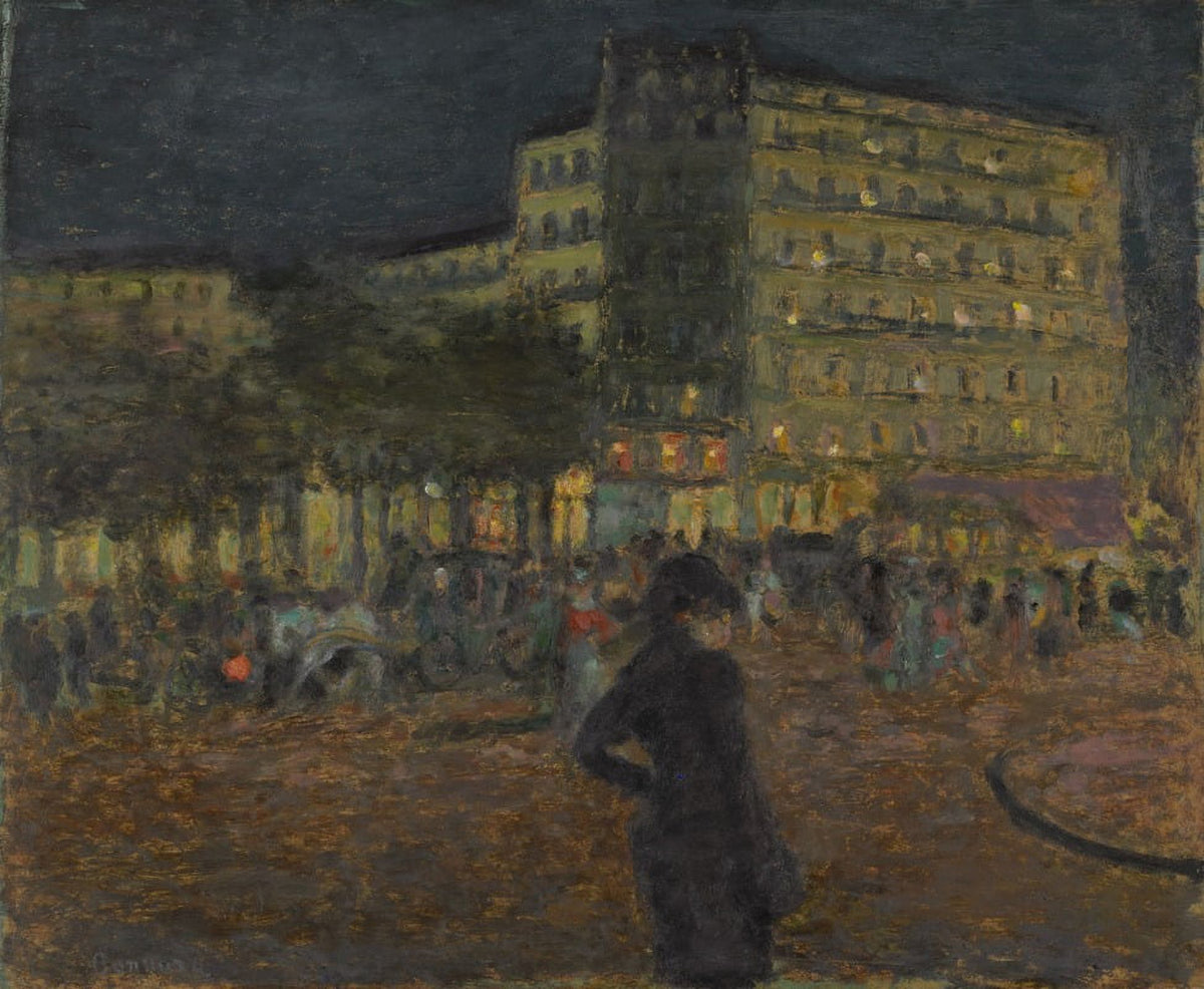 Place Pigalle at Night Art Print by Pierre Bonnard, vibrant Parisian nightlife artwork.