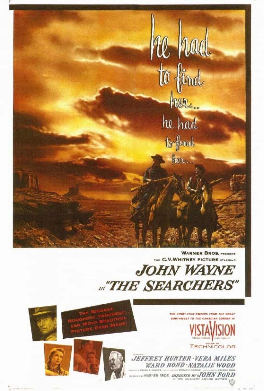 The Searchers movie poster print 27x40 showcasing classic Western cinema art.