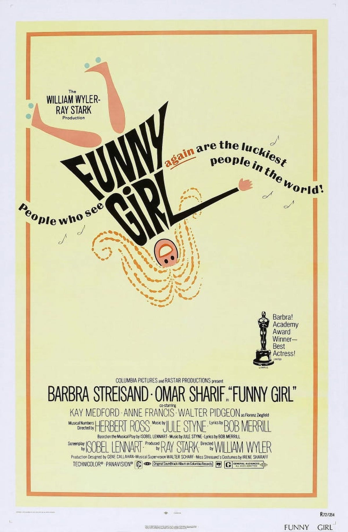Funny Girl Movie Poster Print featuring Barbra Streisand in 1968.