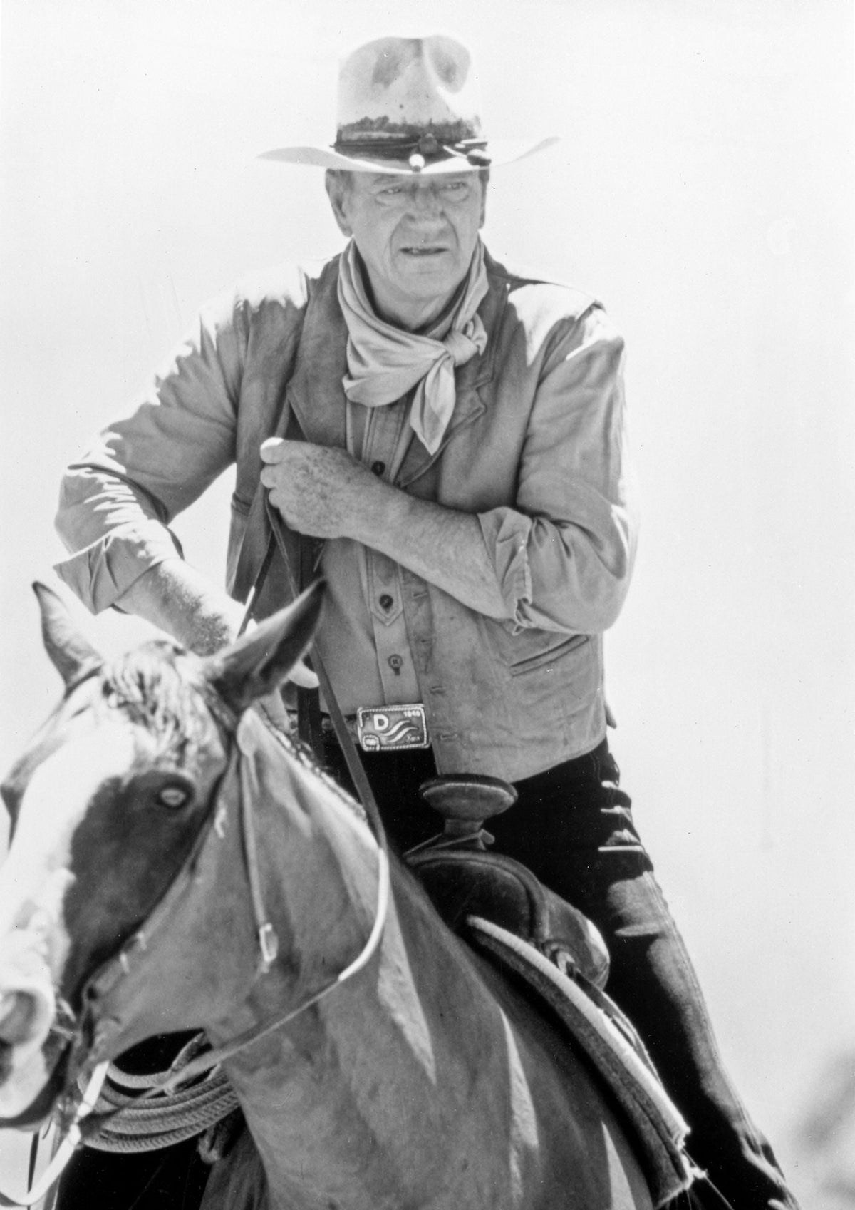 John Wayne on horse photo print poster