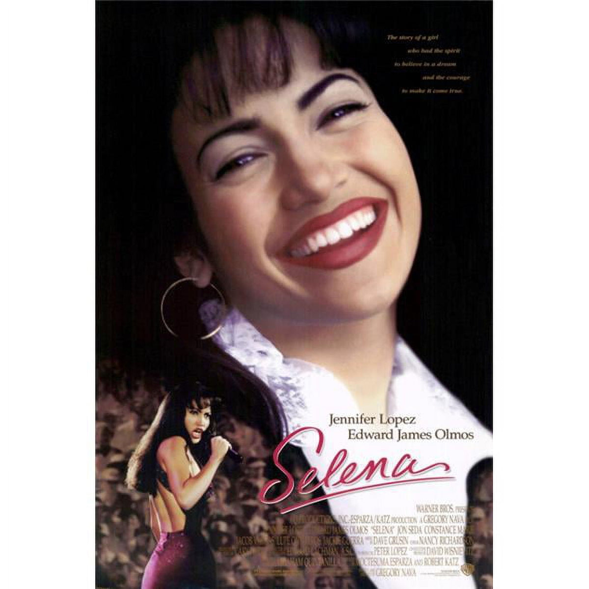 Selena movie poster print 27x40 featuring vibrant colors and iconic imagery.