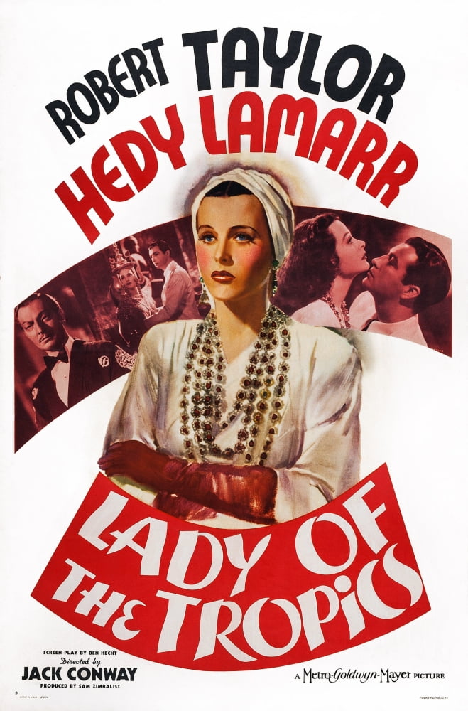 Lady of the Tropics movie poster featuring Hedy Lamarr and Robert Taylor in 1939.
