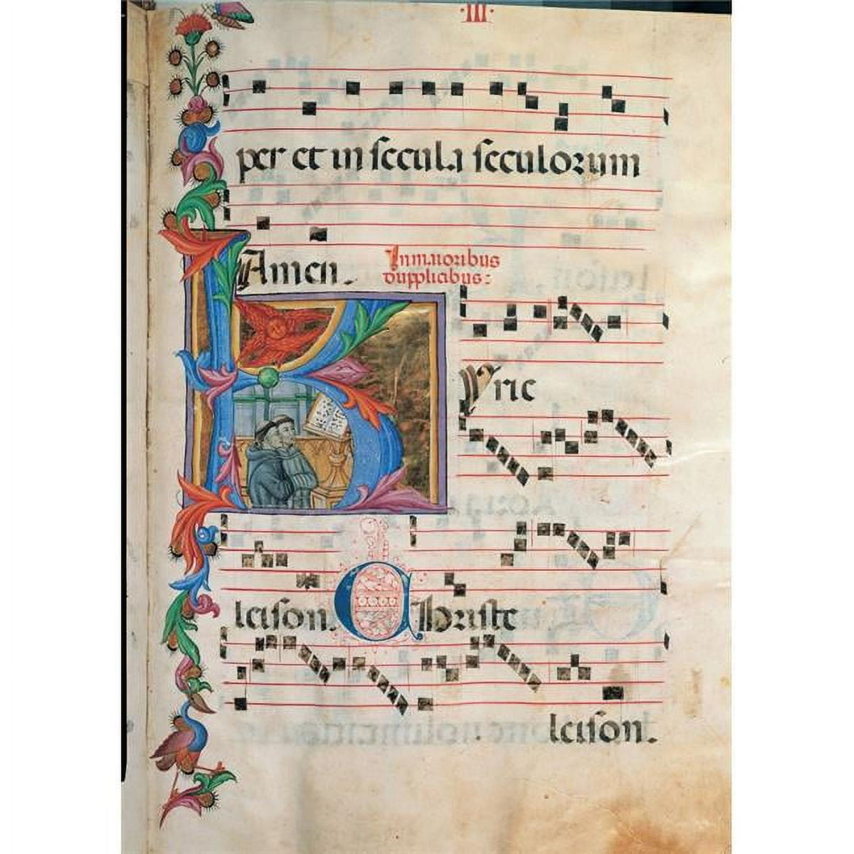 15th-century poster print of Two Monks Singing in Front of a Lectern