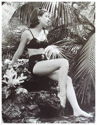 Carrie Fisher black bikini photo print on tropical rock