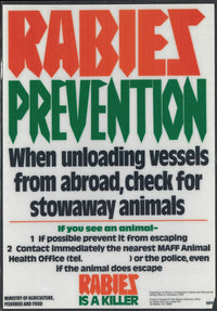 Rabies Prevention Poster Print educational artwork 1977