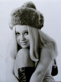 Agnetha Faltskog photo print in a fuzzy hat, available in multiple sizes.