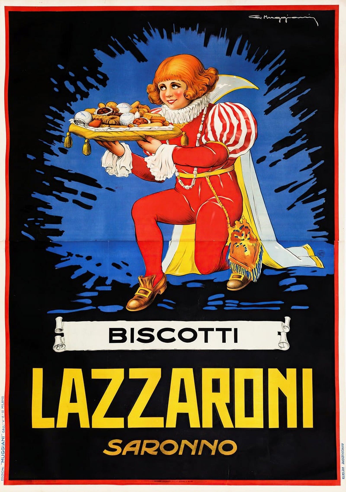 Biscotti Lazzaroni Saronno vintage poster print by Giorgio Muggiani