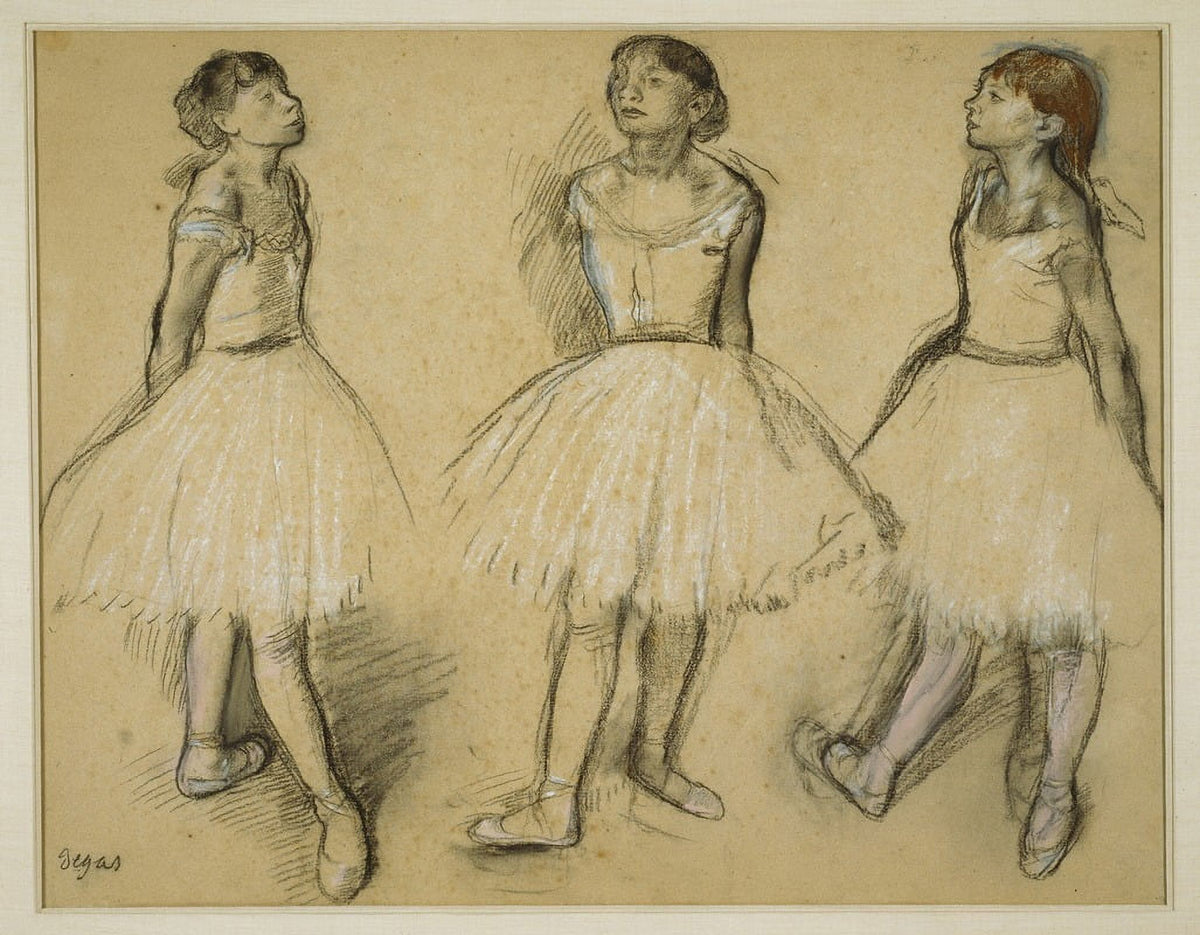 Three Studies of a Dancer in Fourth Position art print by Edgar Degas