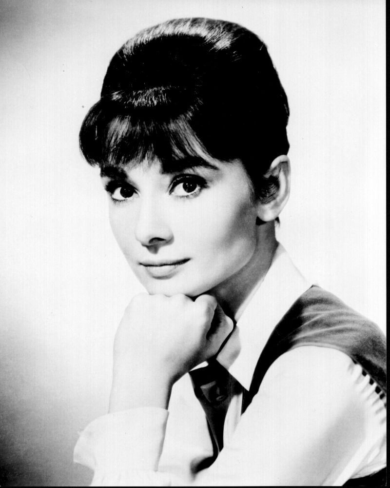 Audrey Hepburn classic headshot photo print with chin on hand.