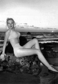 Betty Brosmer beach photo print showcasing vintage summer vibes.