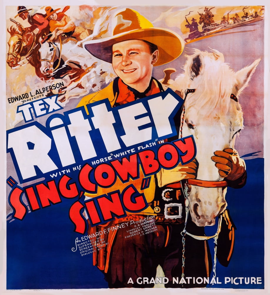 Cowboy Sing Art Poster featuring Tex Ritter from 1937 film.