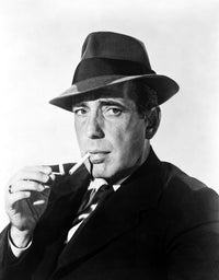 Humphrey Bogart classic photo print in black suit and hat.