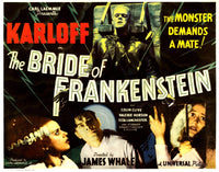 The Bride of Frankenstein Movie Masterprint Poster featuring Boris Karloff and Elsa Lanchester.