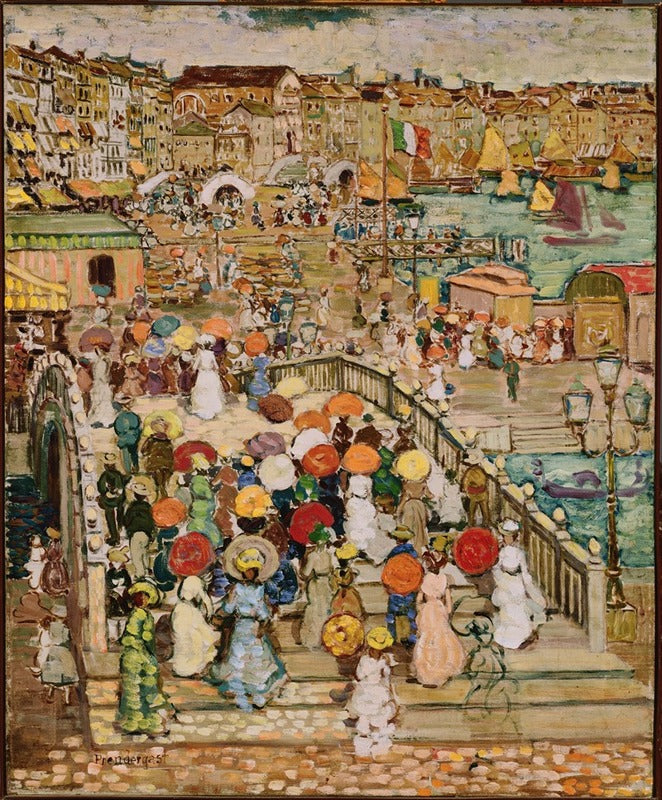 Ponte della Paglia art poster print by Maurice Prendergast, capturing the beauty of Venice.
