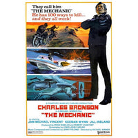 The Mechanic movie poster featuring Charles Bronson in action.