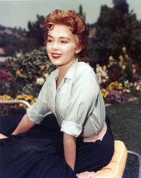 Barbara Rush vintage portrait photo print in white dress.