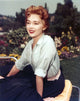 Barbara Rush vintage portrait photo print in white dress.