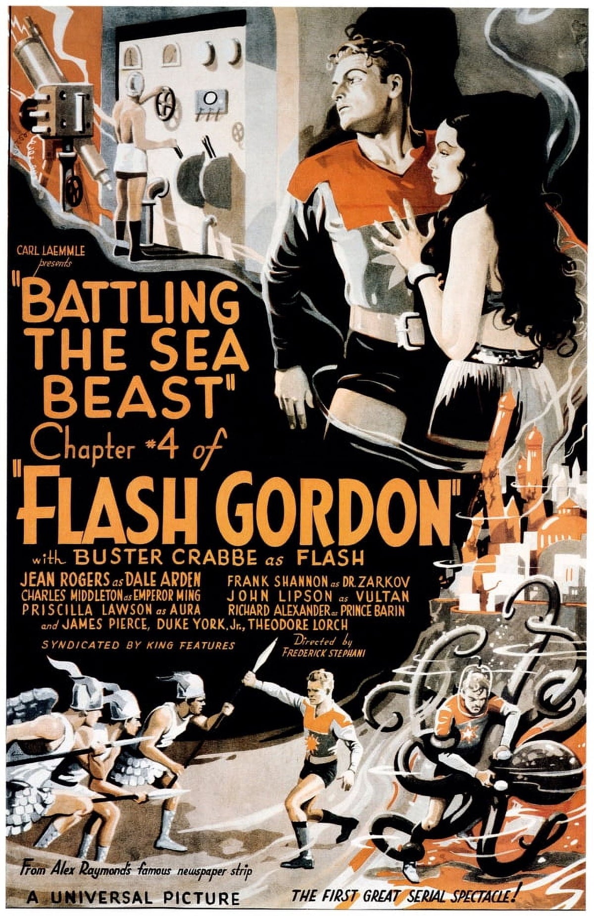 Flash Gordon Battling The Sea Beast 1936 Movie Poster Print