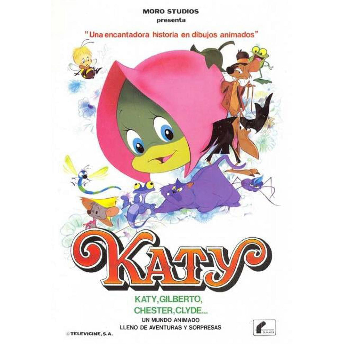 Katy the Caterpillar Movie Poster - 11x17 Print featuring vibrant colors and playful design.