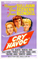 Cry 'Havoc' movie poster featuring Ann Sothern, Margaret Sullavan, and Joan Blondell from 1943.