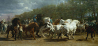 Fine art print of The Horse Fair by Rosa Bonheur, showcasing a vibrant equestrian scene.