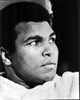 Close-up black and white photo print of Muhammad Ali