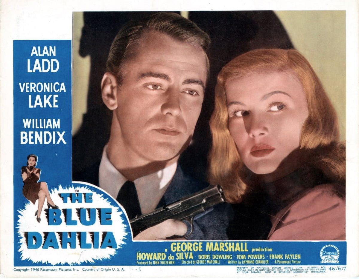 The Blue Dahlia movie poster featuring Alan Ladd and Veronica Lake - 1946 film classic