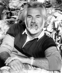 Kenny Rogers photo print in polo shirt, available in multiple sizes.