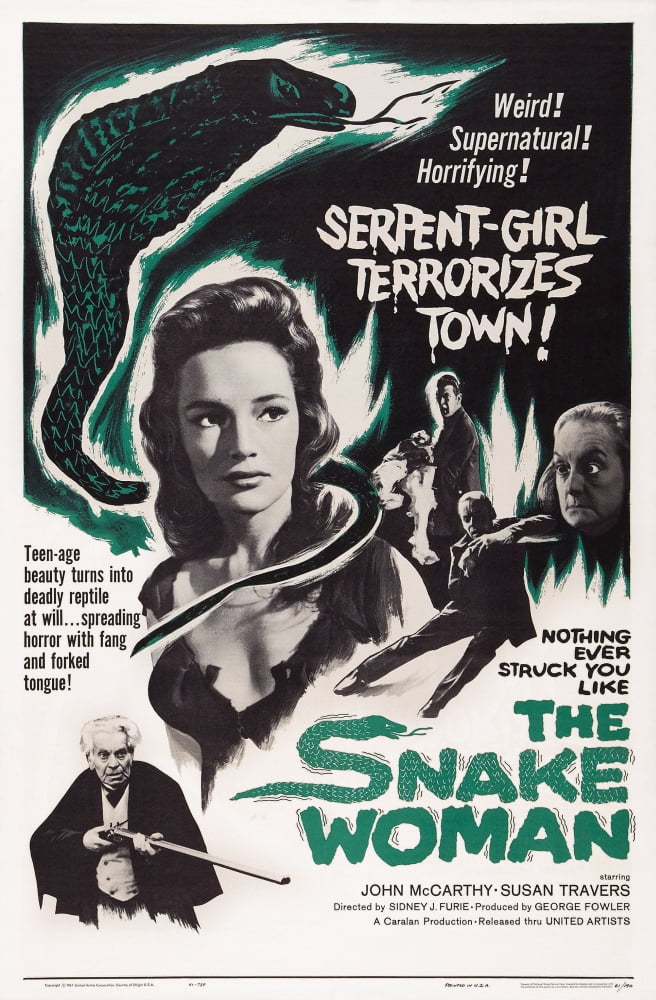 The Snake Woman movie poster art from 1961 - Terror of the Snake Woman