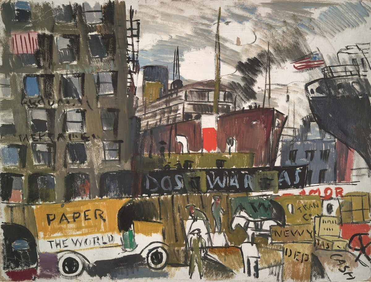 New York Docks poster print by Joaquín Torres-García, 1920 artwork showcasing urban life.
