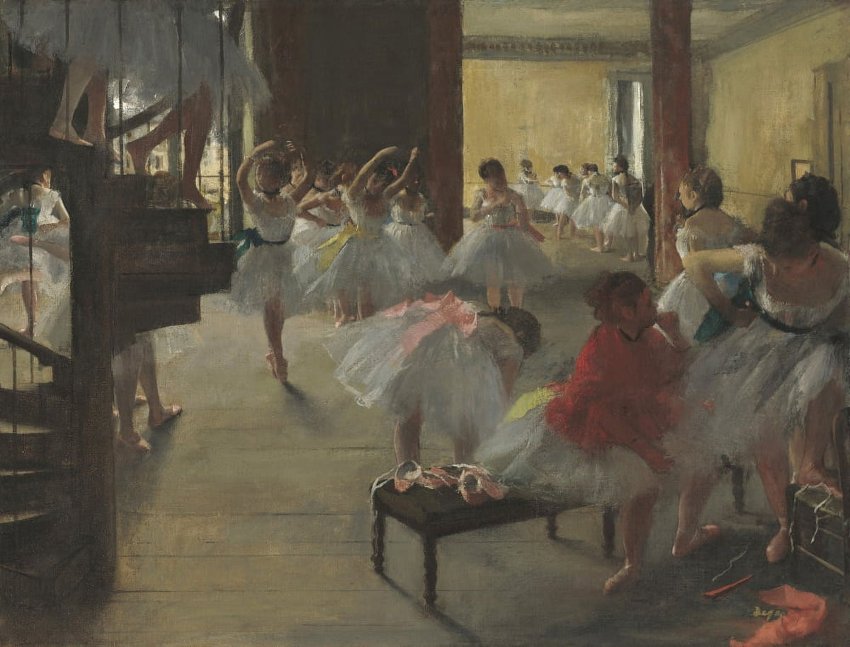 The Dance Class by Edgar Degas - French Impressionist poster print featuring young ballerinas at the Paris Opera House.