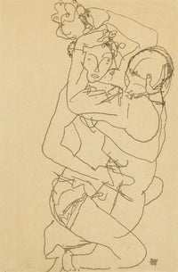 Couple Embracing poster print by Egon Schiele, 1914 artwork.