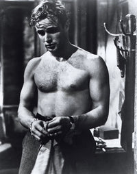 Marlon Brando shirtless photo print showcasing iconic film star.