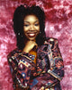 Portrait photo print of Brandy in floral printed dress, perfect for home decor.